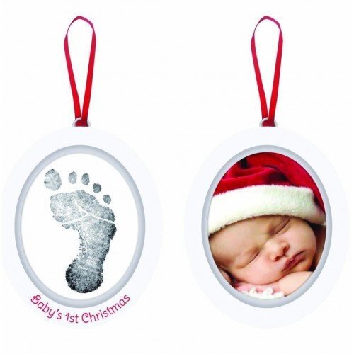 PEARHEAD Kit rama foto ovala cu amprenta din cerneala Babys First Christmas