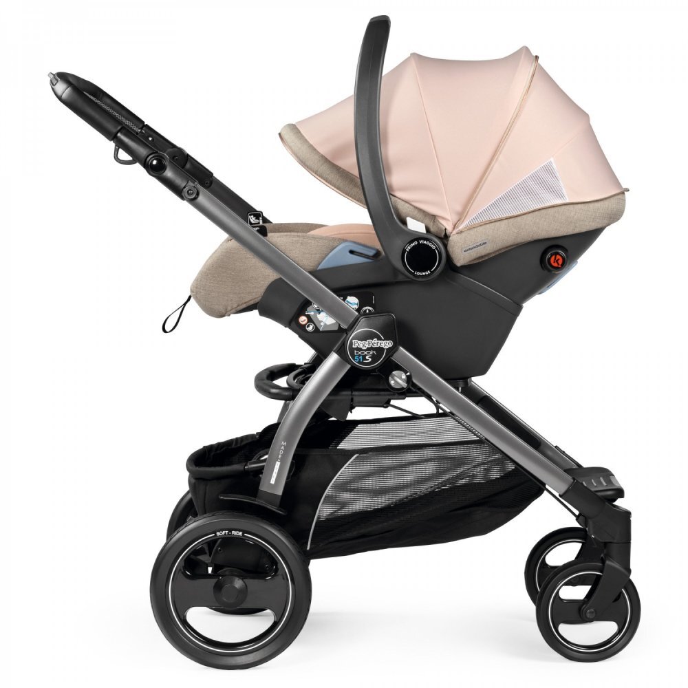 PEG-PEREGO Carucior 3 in 1 Peg Perego Veloce Lounge 0 - 22 kg Mon Amour bej roz i-Size