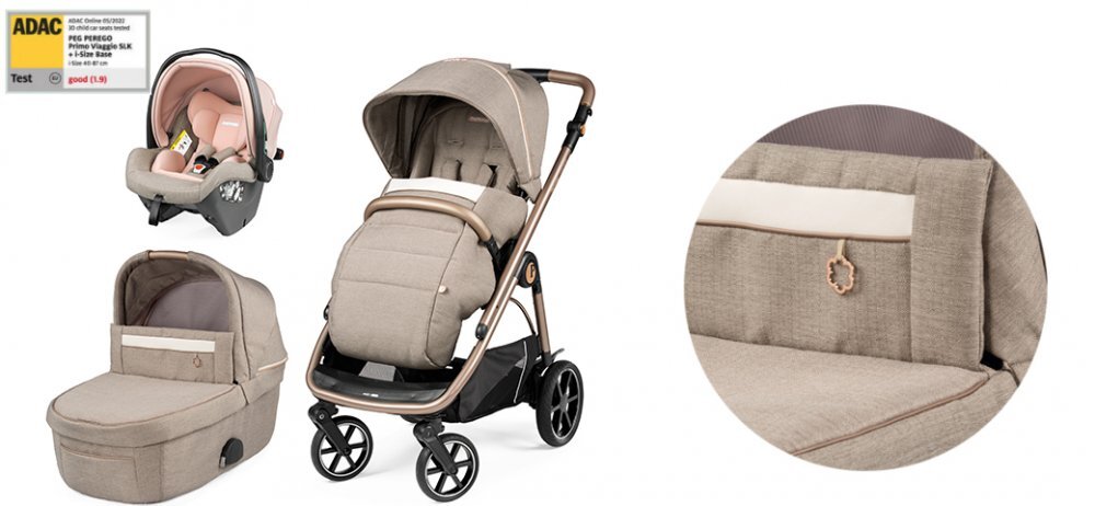 PEG-PEREGO Carucior 3 in 1 Peg Perego Veloce SLK 0 - 22 kg Mon Amour bej roz i-Size