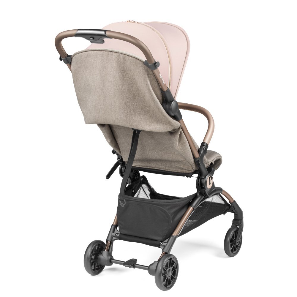 PEG-PEREGO Carucior copii Peg Perego Volo ultracompact 0 - 22 kg cu spatar si suport pentru picioare reglabile frana centralizata bara frontala detasabila si geanta transport inclusa 5.4 kg Mon Amour Bej Roz