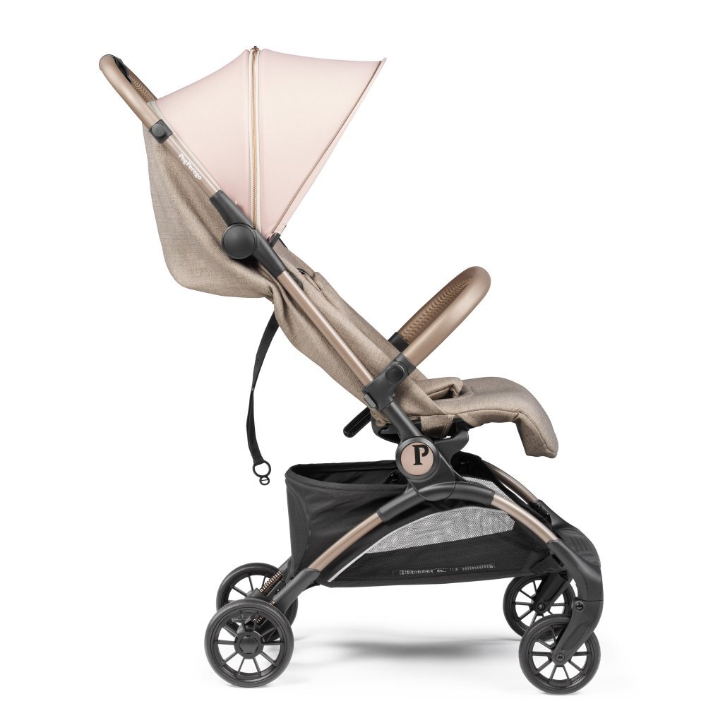 PEG-PEREGO Carucior copii Peg Perego Volo ultracompact 0 - 22 kg cu spatar si suport pentru picioare reglabile frana centralizata bara frontala detasabila si geanta transport inclusa 5.4 kg Mon Amour Bej Roz