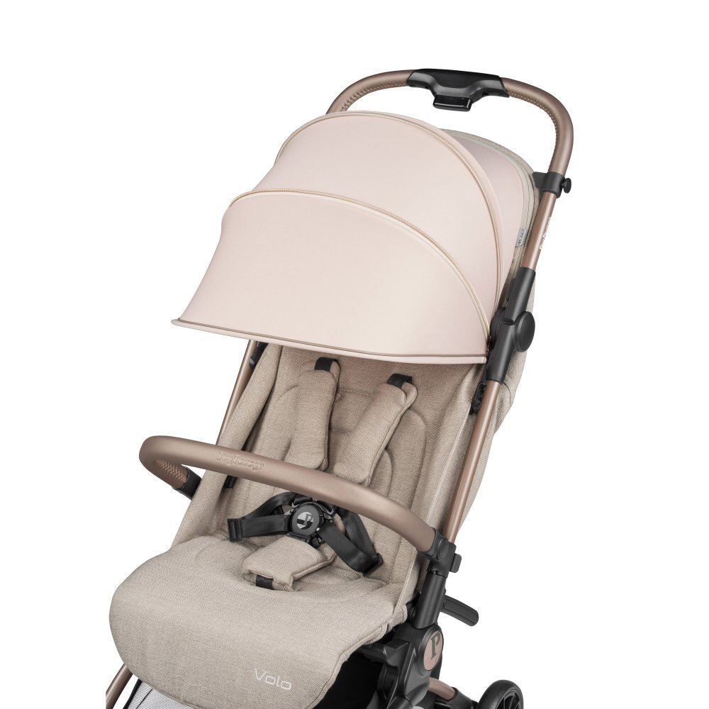 PEG-PEREGO Carucior copii Peg Perego Volo ultracompact 0 - 22 kg cu spatar si suport pentru picioare reglabile frana centralizata bara frontala detasabila si geanta transport inclusa 5.4 kg Mon Amour Bej Roz