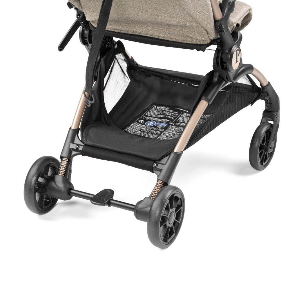 PEG-PEREGO Carucior copii Peg Perego Volo ultracompact 0 - 22 kg cu spatar si suport pentru picioare reglabile frana centralizata bara frontala detasabila si geanta transport inclusa 5.4 kg Mon Amour Bej Roz
