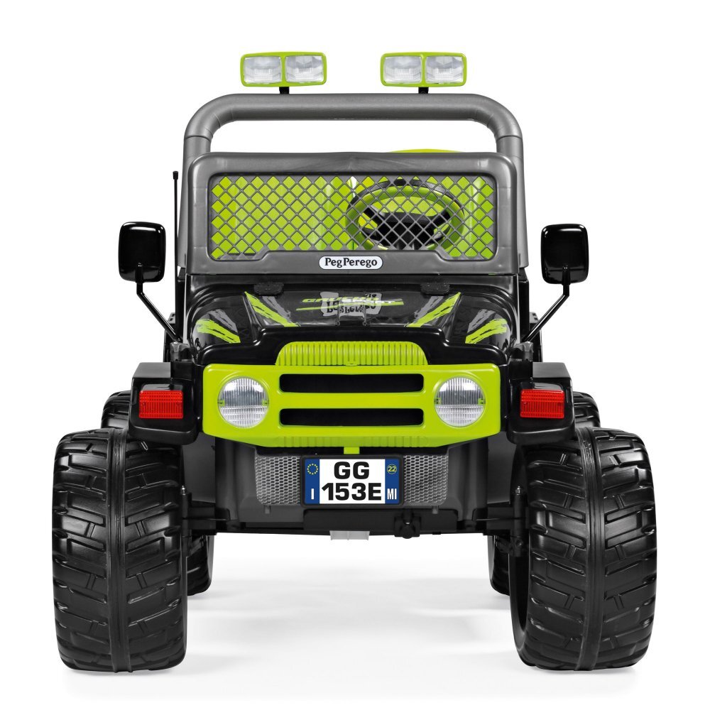 PEG-PEREGO Masina electrica pentru copii Gaucho Sport 12V VerdeNegru 500W cu suspensii 2 locuri reglabile si pornire lenta