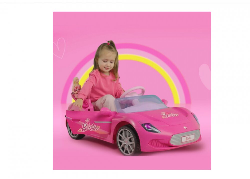 PEG-PEREGO Masinuta electrica pentru copii Peg Perego Barbie cu telecomanda lumini Led radio cu muzica viteza 3 kmh 2 motoare de 30W