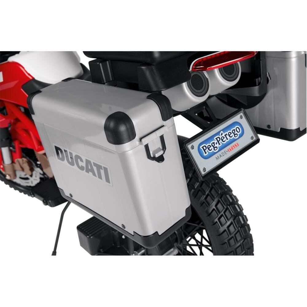 PEG-PEREGO Motocicleta electrica pentru copii Peg Perego Ducati Enduro cu roti din cauciuc scaun ergonomic lumini led si doua viteze 330W