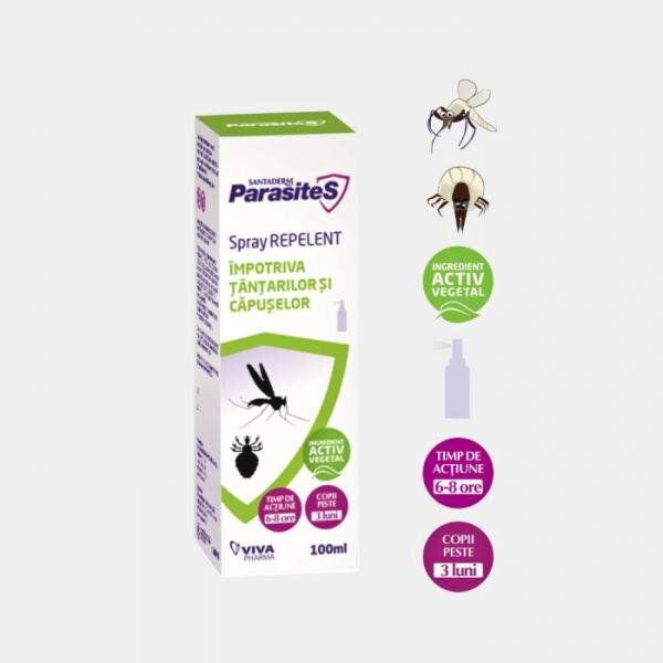 PERFECT MEDICAL Spray repelent impotriva tantarilor si a capuselor Parasites Santaderm 100ml Viva Pharma