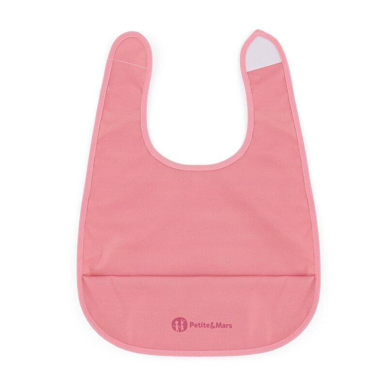 Petite&Mars Baveta impermeabila cu buzunar PetiteMars Nate Fara pvc si ftalati 37x27 cm 6 luni+ prindere velcro Roz
