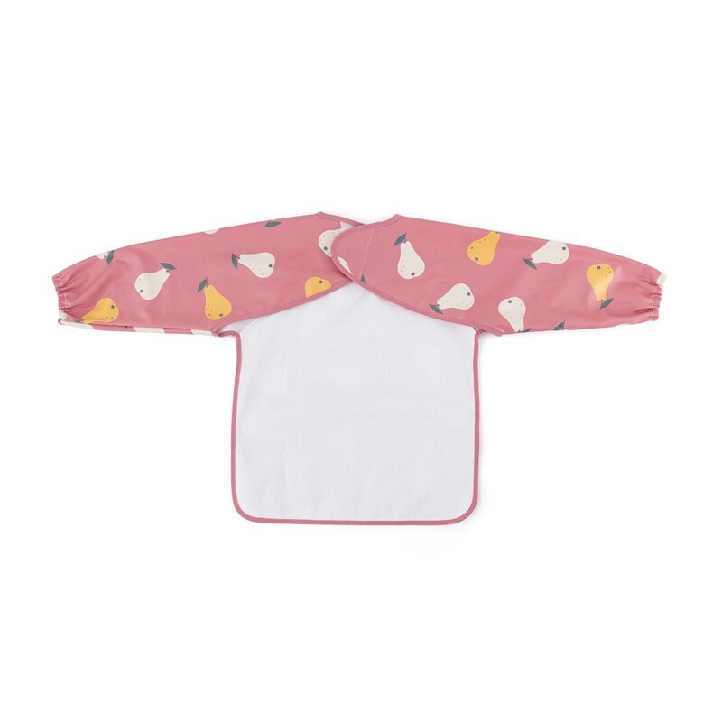 Petite&Mars Baveta impermeabila PetiteMars cu maneci lungi 38x42 cm 24 luni+ Pink Pears