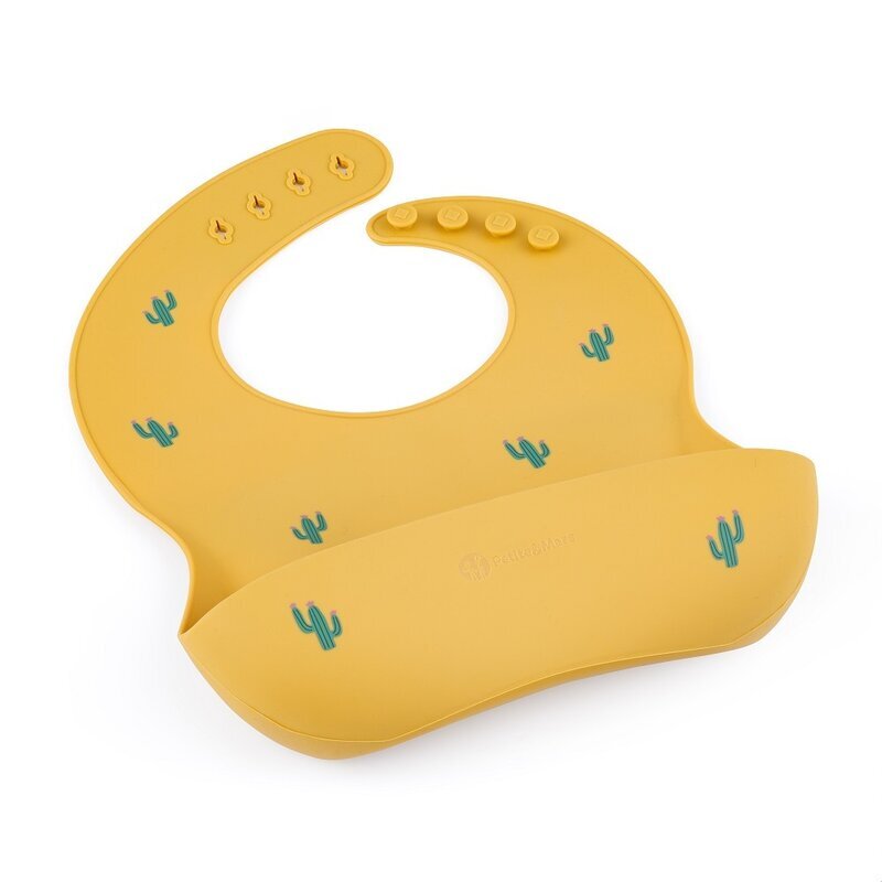 Petite&Mars Baveta moale PetiteMars cu buzunar colector TakeMatch model cactus galben