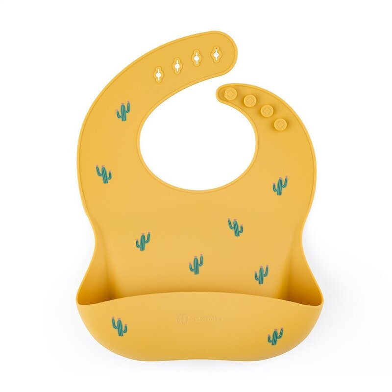 Petite&Mars Baveta moale PetiteMars cu buzunar colector TakeMatch model cactus galben