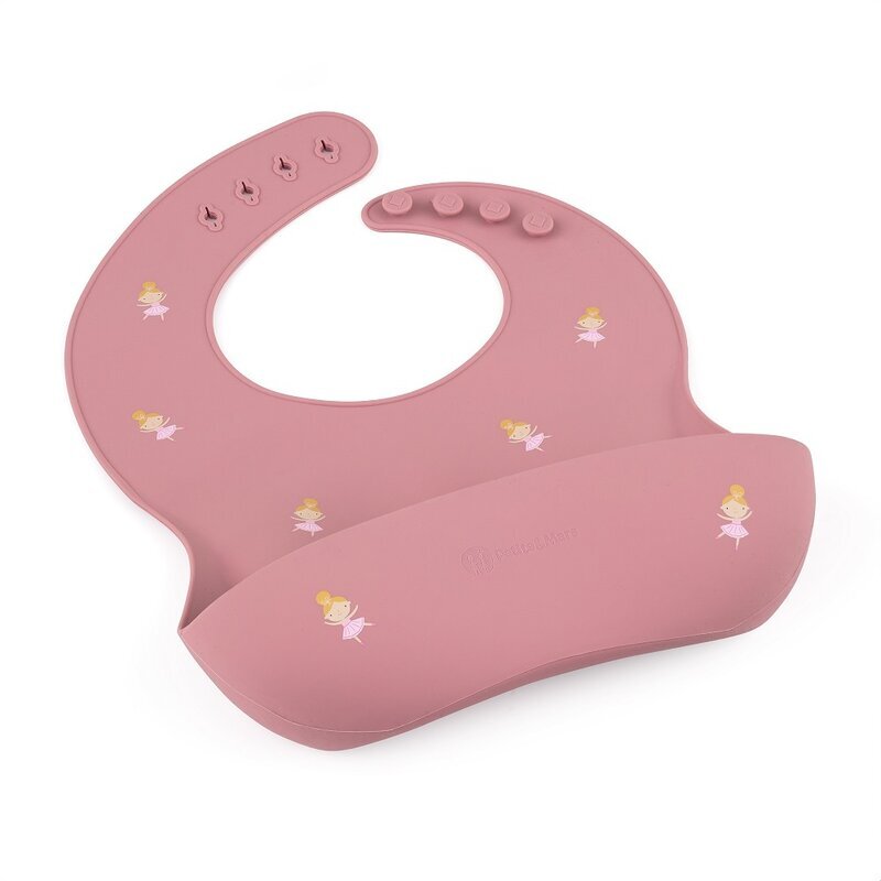 Petite&Mars Baveta moale PetiteMars cu buzunar colector TakeMatch model printese roz