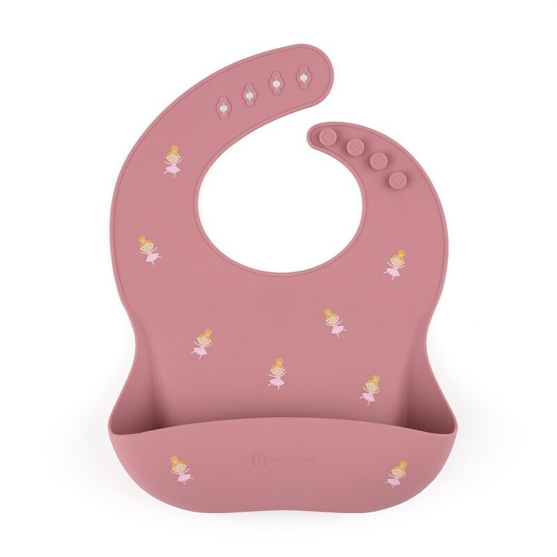 Petite&Mars Baveta moale PetiteMars cu buzunar colector TakeMatch model printese roz