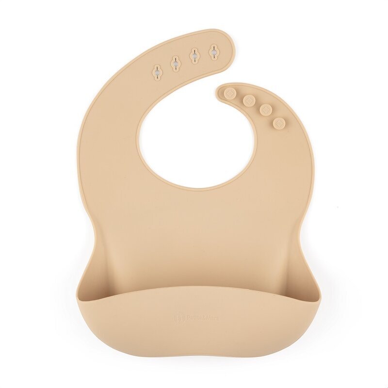 Petite&Mars Baveta moale PetiteMars cu buzunar colector TakeMatch silicon bej