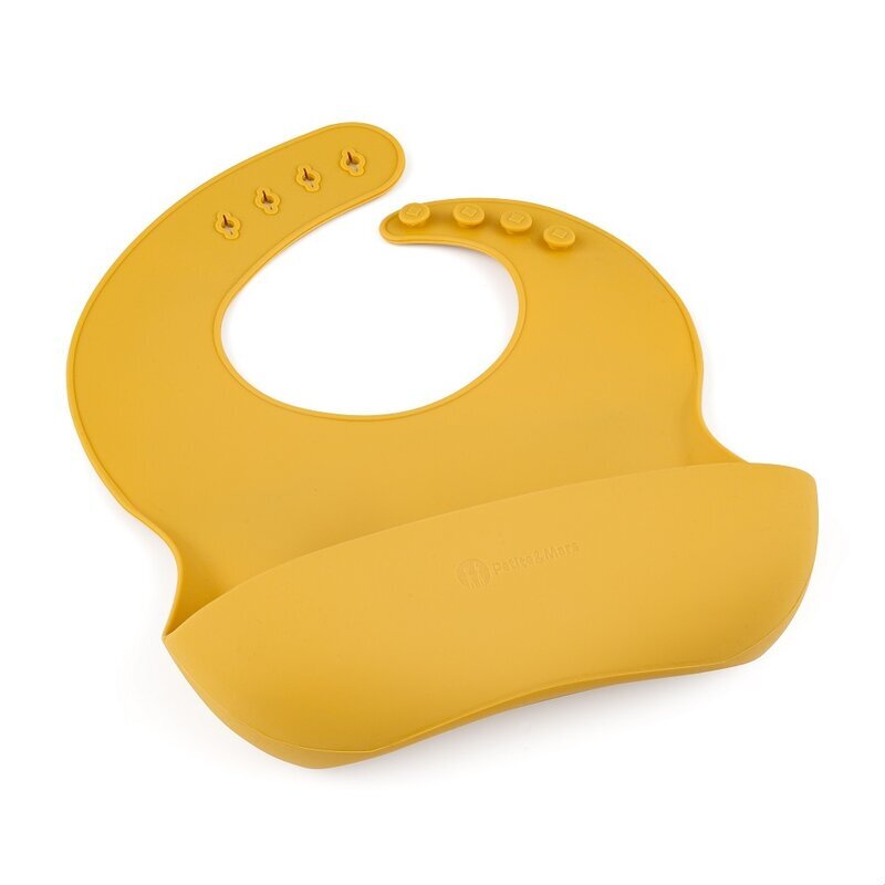Petite&Mars Baveta moale PetiteMars cu buzunar colector TakeMatch silicon galben