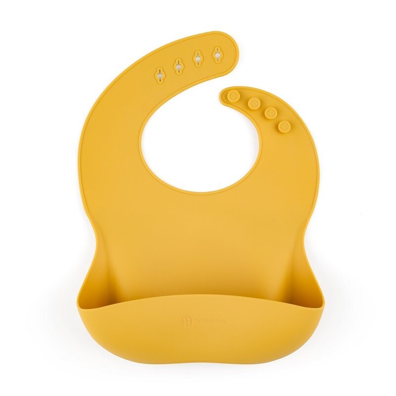 Petite&Mars Baveta moale PetiteMars cu buzunar colector TakeMatch silicon galben