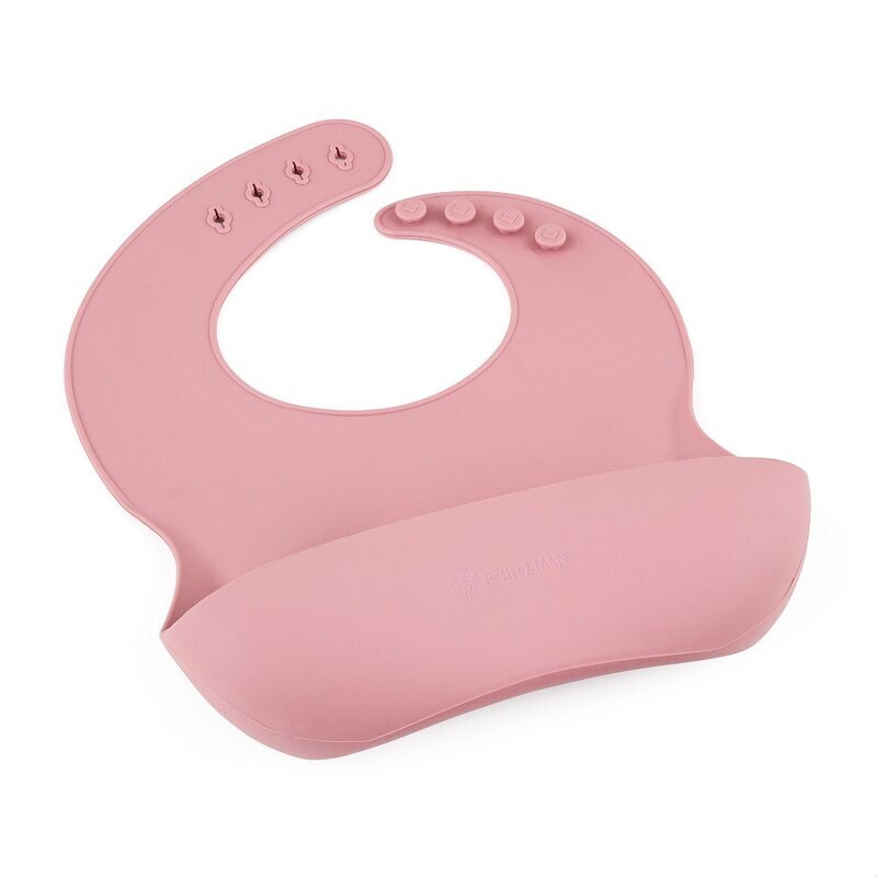 Petite&Mars Baveta moale PetiteMars cu buzunar colector TakeMatch silicon roz