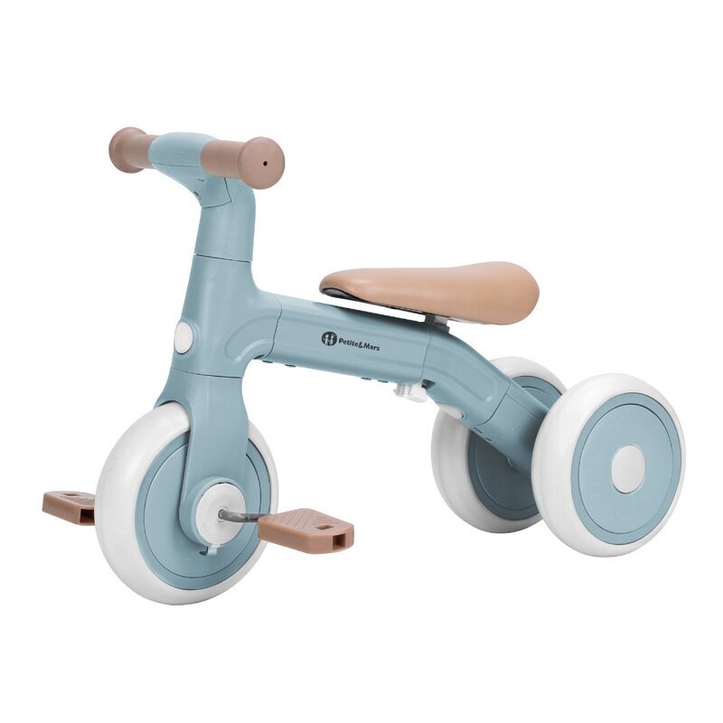 Petite&Mars Bicicletatricicleta pentru copii PetiteMars Bingo Albastru 3 in 1 multifunctionala cu pedale detasabile ghidon directionabil sa reglabila pe inaltime 2.3 kg greutate admisa 25 kg 12-36 luni