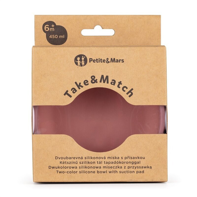 Petite&Mars Bol PetiteMars cu ventuza din silicon TakeMatch roz