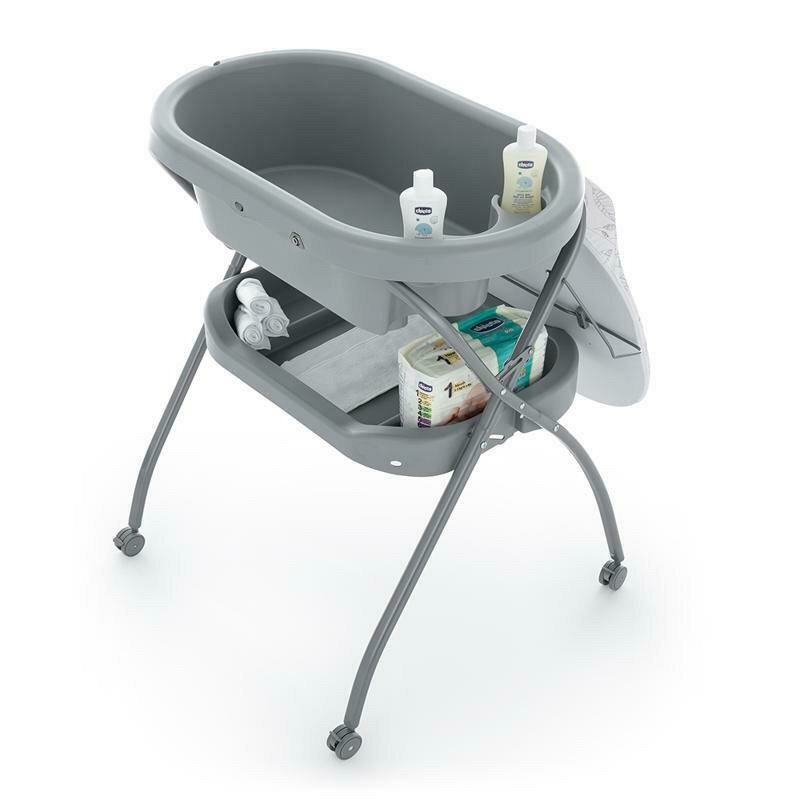 Petite&Mars Cadita 3 in 1 PetiteMars Spa cu masuta de infasat si spatiu de depozitare Gri