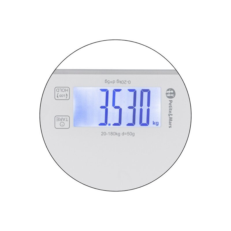 Petite&Mars Cantar electronic 2 in 1 PetiteMars Alb multifunctional panou cu touch pentru bebelusi si adulti pana 180 kg