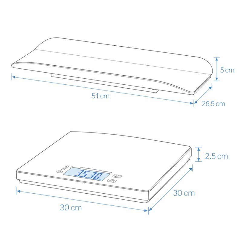 Petite&Mars Cantar electronic 2 in 1 PetiteMars Alb multifunctional panou cu touch pentru bebelusi si adulti pana 180 kg