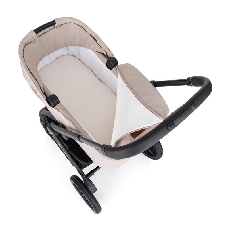 Petite&Mars Carucior 2 in 1 pentru copii PetiteMars Scout Bej cu landou pliabil reversibil spatar si suport de picioare reglabile maner ajustabil accesorii pana la 22 kg 0 luni+