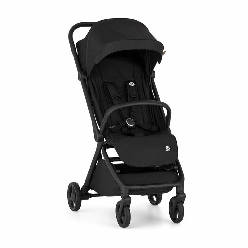 Petite&Mars Carucior pentru copii PetiteMars Flip negru cu pliere compacta spatar reglabil suport picioare reglabil si copertina extensibila cu protectie UPF 50+ greutate admisa 22 kg