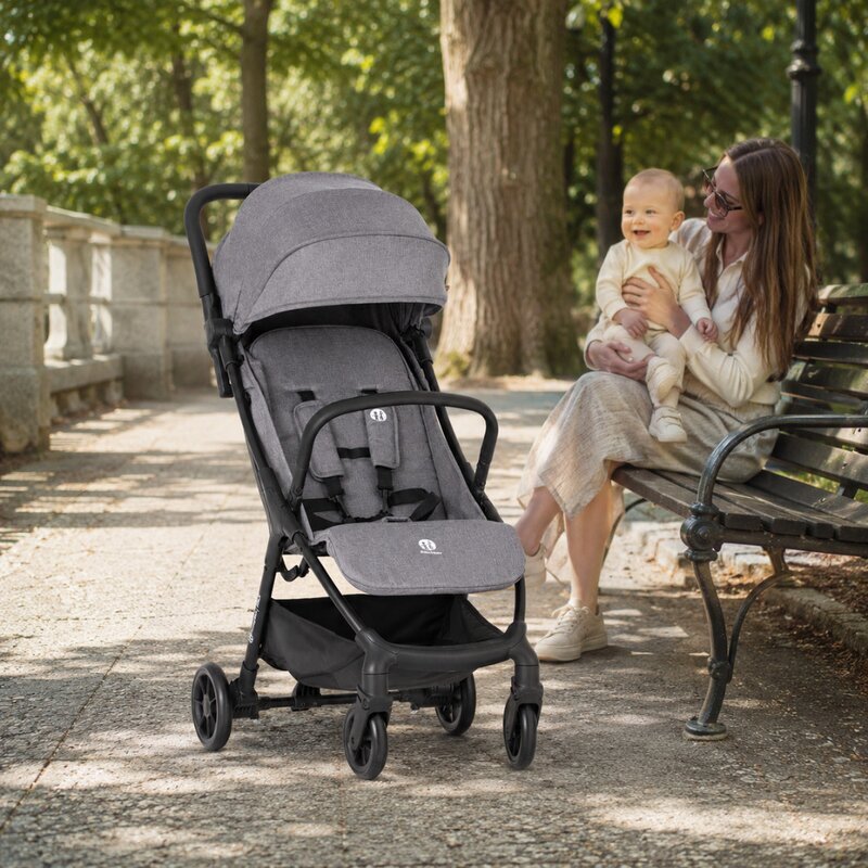 Petite&Mars Carucior sport pentru copii Petite Mars Pax Ultimate Gri compact cu spatar ajustabil suport pentru picioare reglabil pliere tip carte 6-36 luni