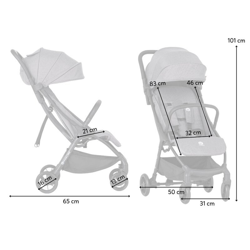 Petite&Mars Carucior sport pentru copii Petite Mars Pax Ultimate Gri compact cu spatar ajustabil suport pentru picioare reglabil pliere tip carte 6-36 luni