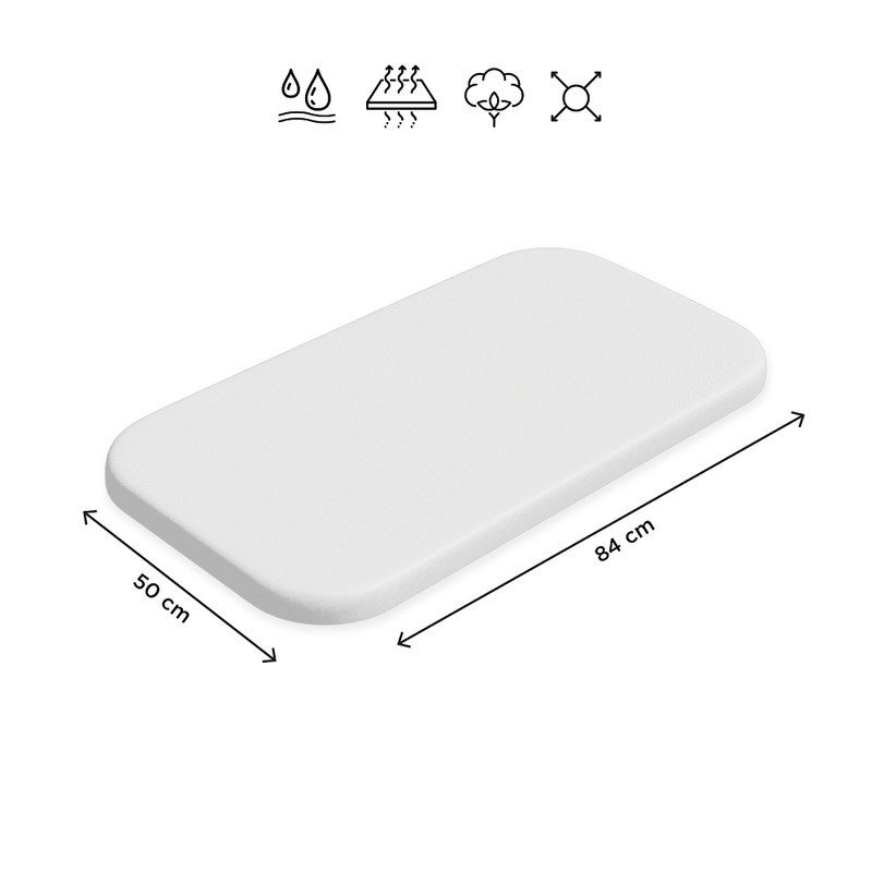 Petite&Mars Cearceaf elastic impermeabil PetiteMars pentru patut co-sleeper din bumbac 84x50 cm alb