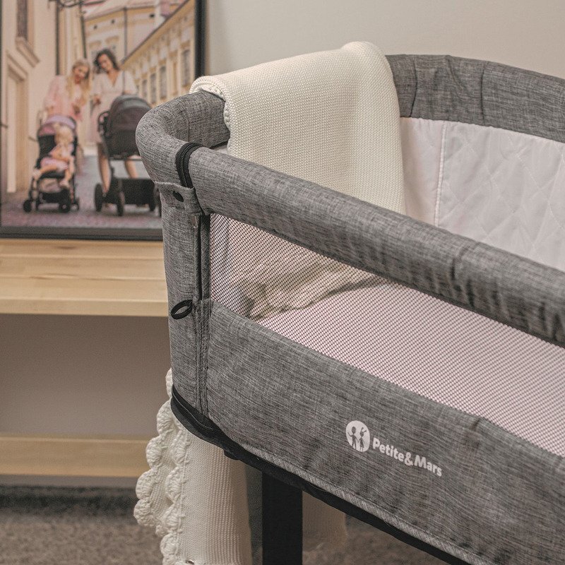 Petite&Mars Cearceaf elastic impermeabil PetiteMars pentru patut co-sleeper din bumbac 84x50 cm alb