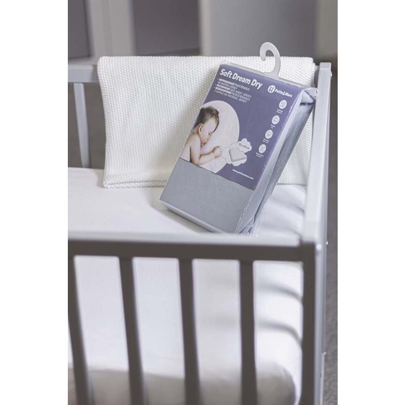 Petite&Mars Cearceaf impermeabil cu elastic Soft Dream Dry 120x60 cm alb