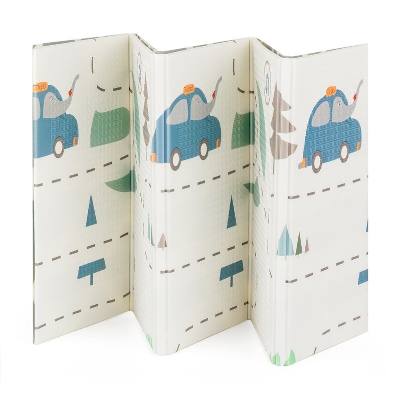 Petite&Mars Covoras de joaca PetiteMars reversibil include geanta pentru transport pliabil si impermeabil non-toxic 197x147x1 cm Campy Cars 0 luni+ Multicolor