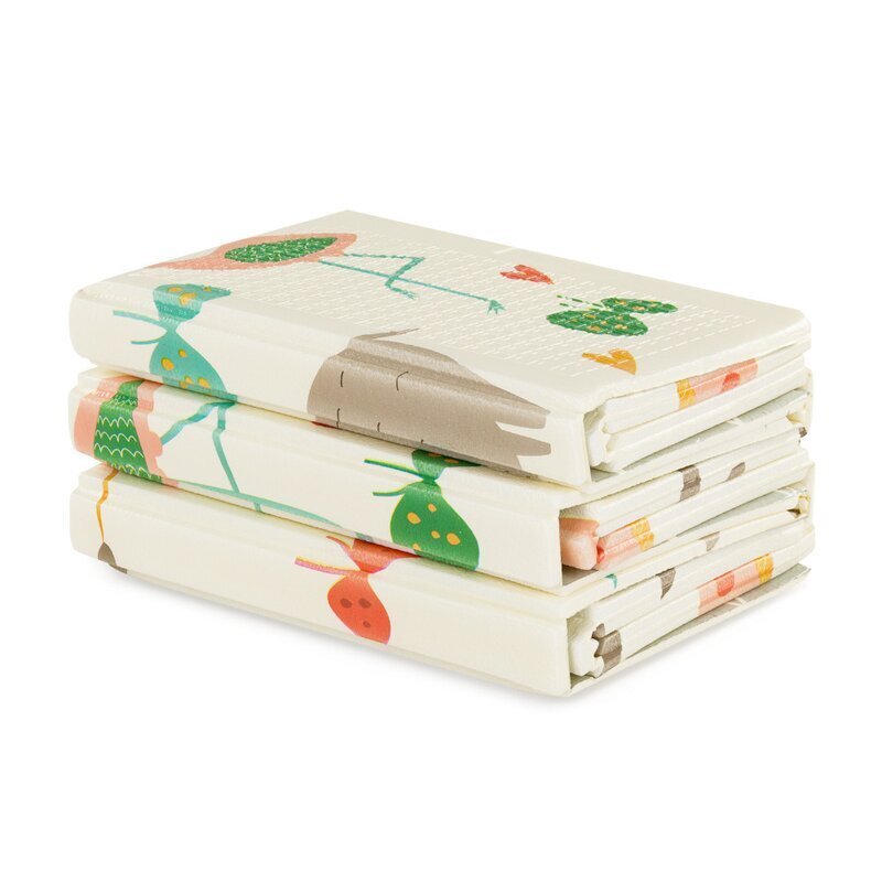 Petite&Mars Covoras educativ PetiteMars Campy L din spuma XPE non-toxica cu doua fete suprafata antiderapanta 130x200 cm pliabil compact 40x32x21 cm model animalute si forme geometrice