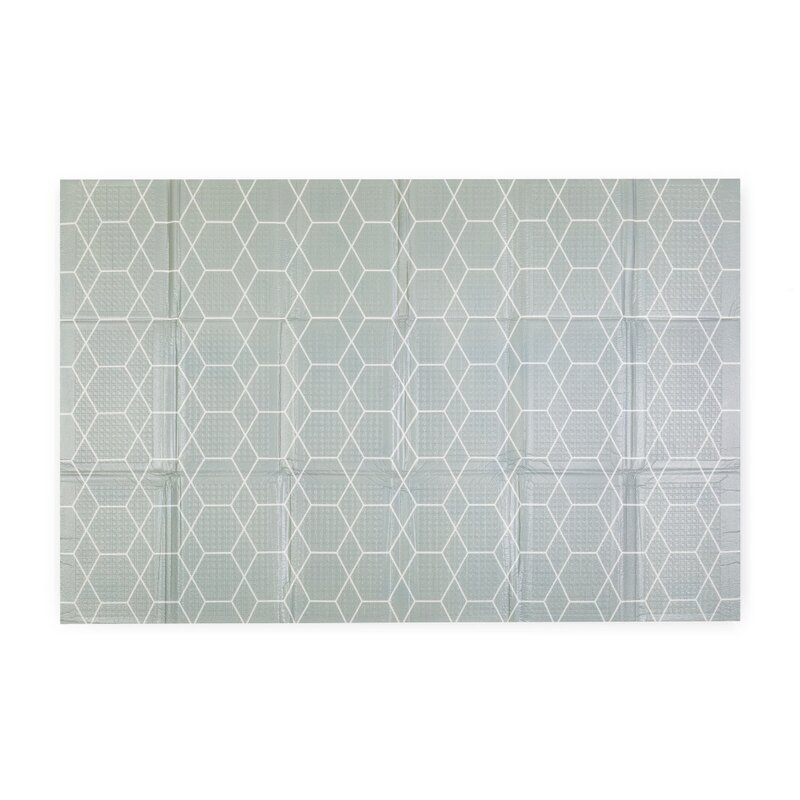 Petite&Mars Covoras educativ PetiteMars Campy L din spuma XPE non-toxica cu doua fete suprafata antiderapanta 130x200 cm pliabil compact 40x32x21 cm model animalute si forme geometrice