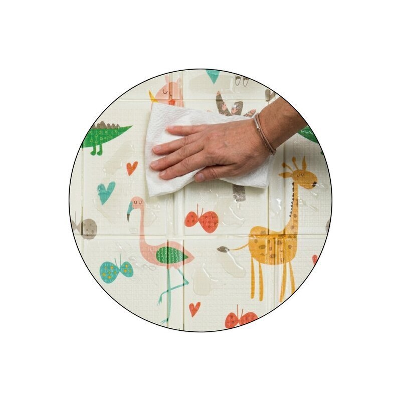 Petite&Mars Covoras educativ PetiteMars Campy L din spuma XPE non-toxica cu doua fete suprafata antiderapanta 130x200 cm pliabil compact 40x32x21 cm model animalute si forme geometrice