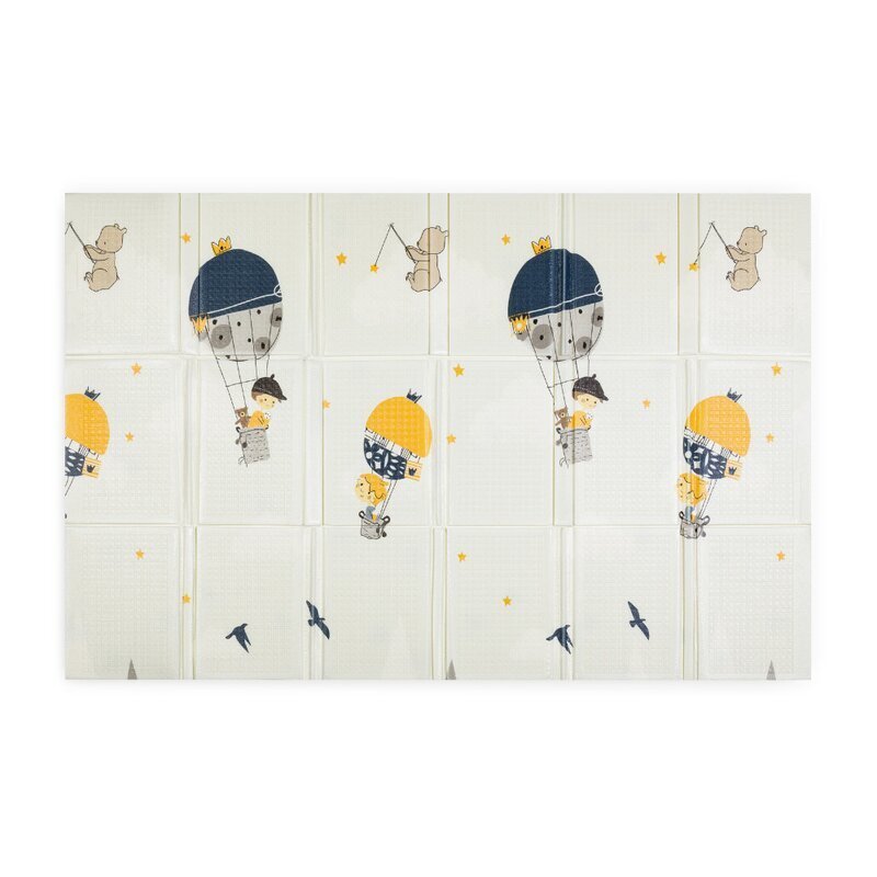 Petite&Mars Covoras educativ PetiteMars Campy L din spuma XPE non-toxica cu doua fete suprafata antiderapanta 130x200 cm pliabil compact 40x32x21 cm model baloane si forme geometrice