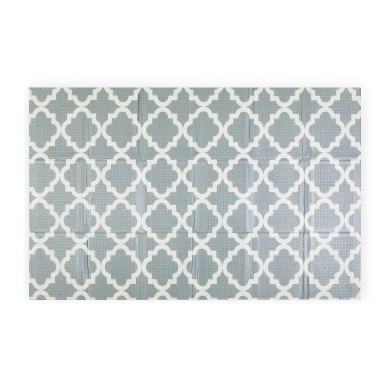 Petite&Mars Covoras educativ PetiteMars Campy L din spuma XPE non-toxica cu doua fete suprafata antiderapanta 130x200 cm pliabil compact 40x32x21 cm model masini si forme geometrice