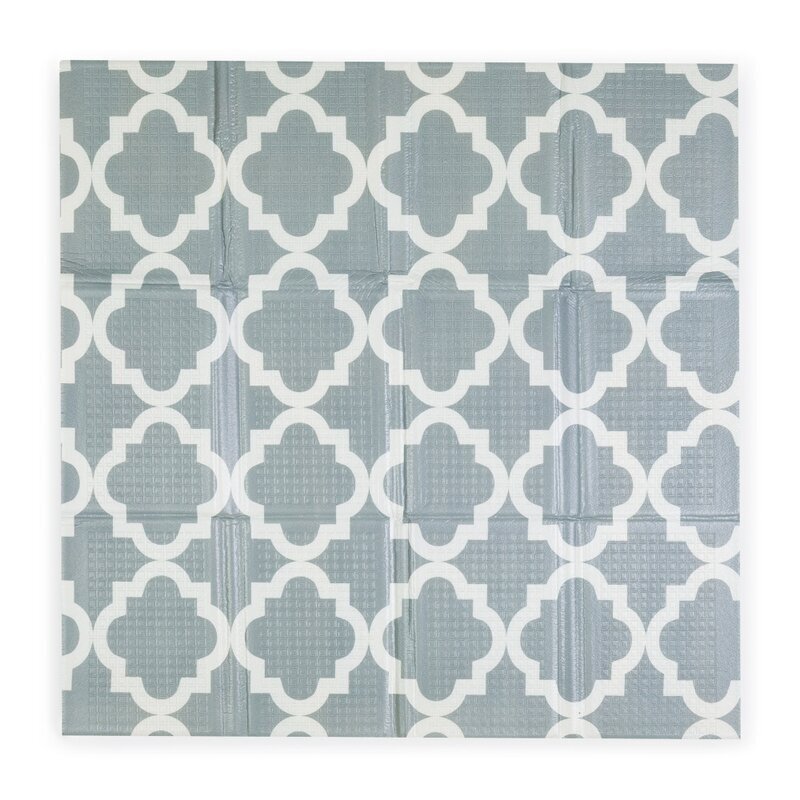 Petite&Mars Covoras educativ PetiteMars Campy S din spuma XPE non-toxica cu doua fete suprafata antiderapanta 120x120 cm pliabil compact 40x30x13 cm model animalute si forme geometrice