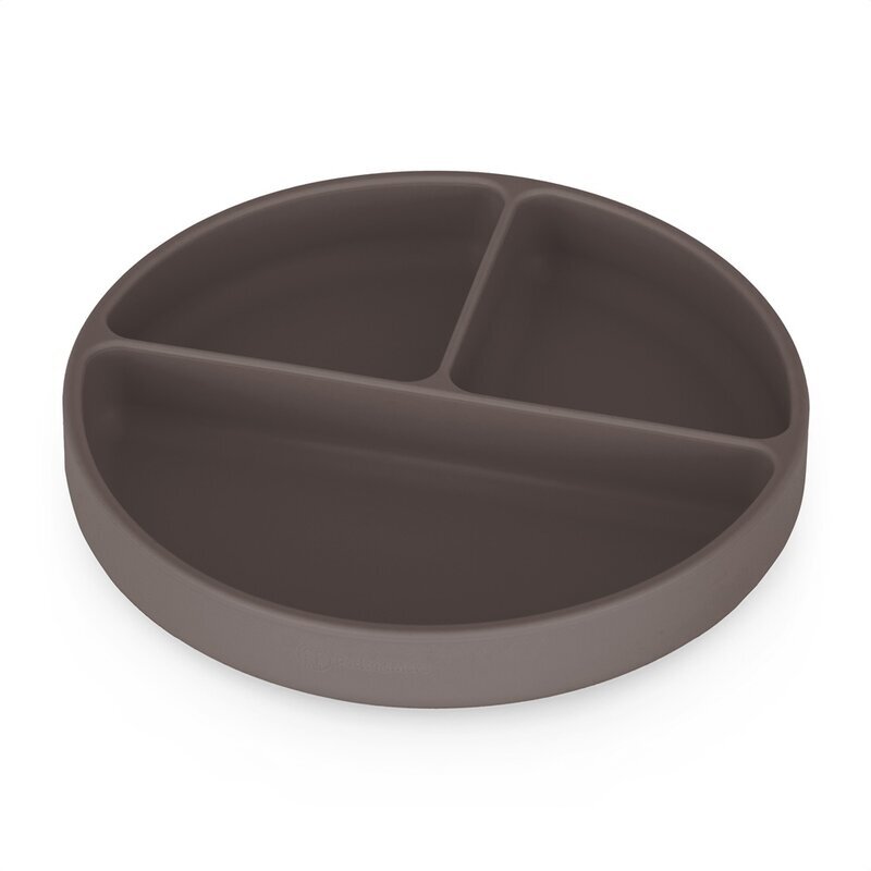 Petite&Mars Farfurie compartimentata din silicon PetiteMars Bitter Cocoa Maro TakeMatch cu ventuza si 3 compartimente fara BPA 500 ml 6 luni+