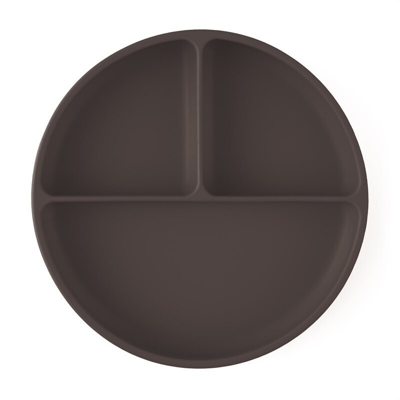 Petite&Mars Farfurie compartimentata din silicon PetiteMars Bitter Cocoa Maro TakeMatch cu ventuza si 3 compartimente fara BPA 500 ml 6 luni+