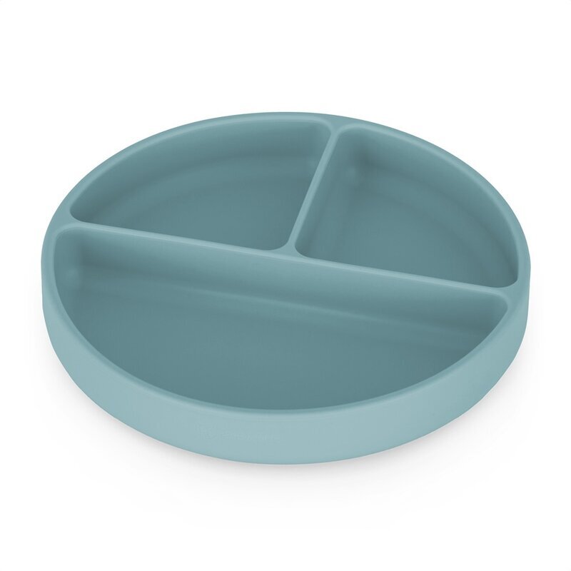 Petite&Mars Farfurie compartimentata din silicon PetiteMars Frosted Sky Albastru TakeMatch cu ventuza si 3 compartimente fara BPA 500 ml 6 luni+
