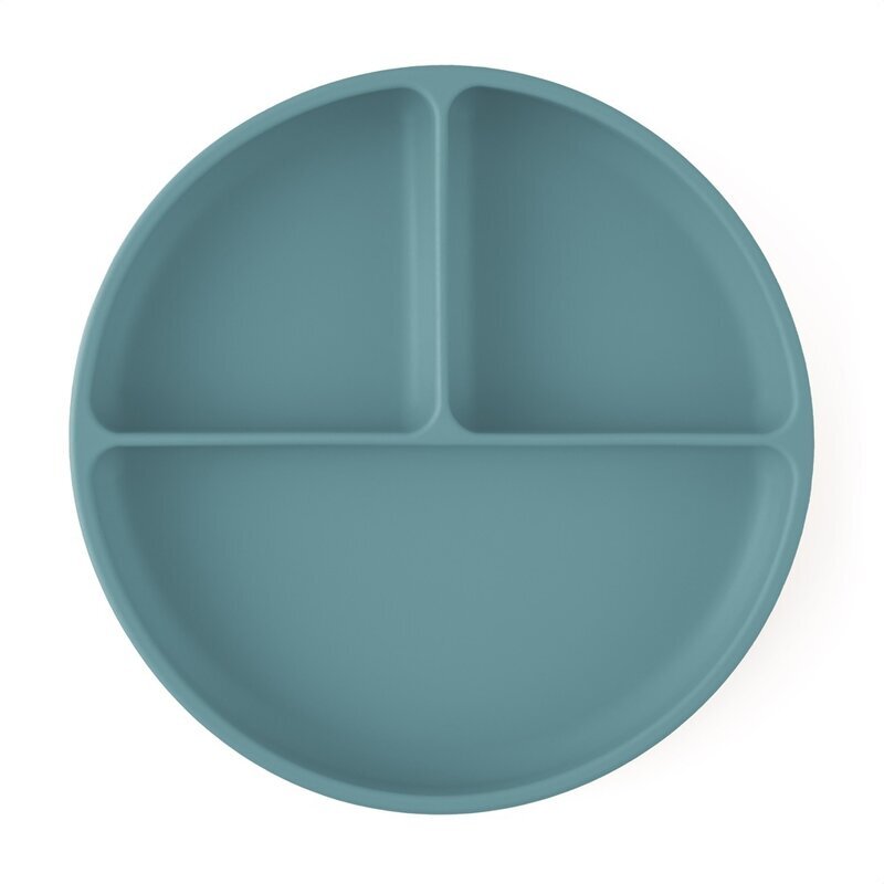 Petite&Mars Farfurie compartimentata din silicon PetiteMars Frosted Sky Albastru TakeMatch cu ventuza si 3 compartimente fara BPA 500 ml 6 luni+