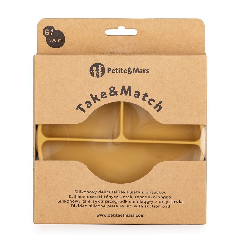 Petite&Mars Farfurie compartimentata PetiteMars cu ventuza si 3 compartimente TakeMatch silicon galben