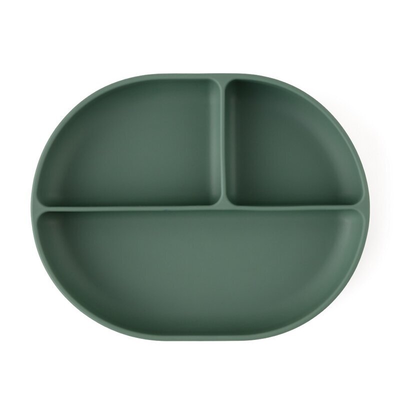 Petite&Mars Farfurie compartimentata PetiteMars ovala cu ventuza si 3 compartimente TakeMatch verde