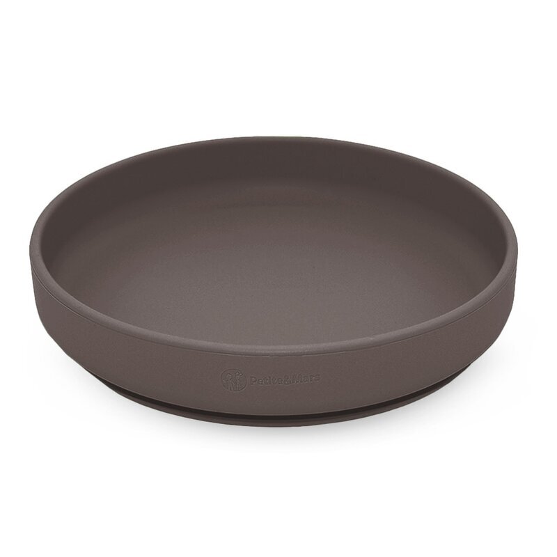 Petite&Mars Farfurie din silicon PetiteMars Bitter Cocoa Maro TakeMatch cu ventuza fara BPA 6 luni+ 400 ml