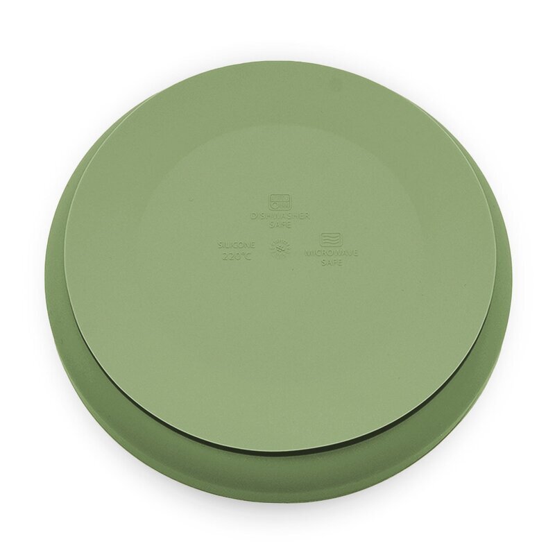 Petite&Mars Farfurie din silicon PetiteMars Sweet Pea Verde TakeMatch cu ventuza fara BPA 6 luni+ 400 ml