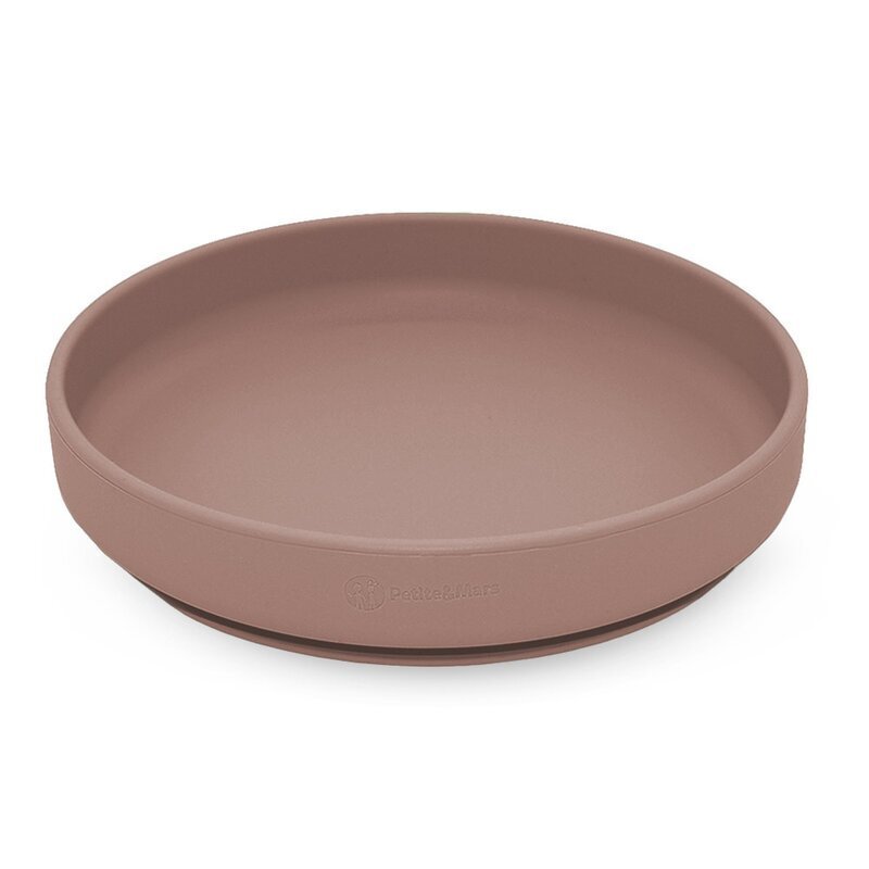 Petite&Mars Farfurie din silicon PetiteMars Velvet Latte Maro pudrat TakeMatch cu ventuza fara BPA 6 luni+ 400 ml