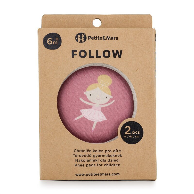 Petite&Mars Genunchiere cu pernute PetiteMars cu elastic 13x10 cm 6 luni+ roz